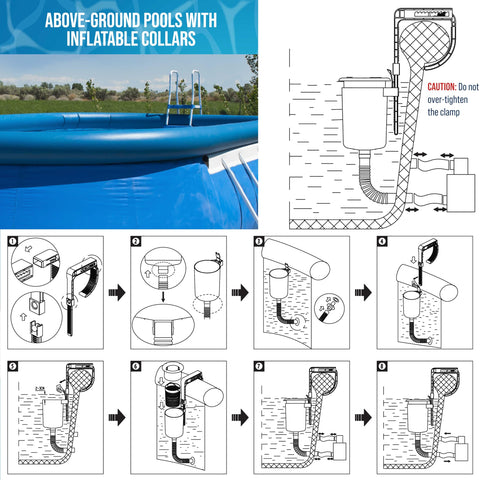 U.S. Pool Supply surface skimmer in action removing surface debris.