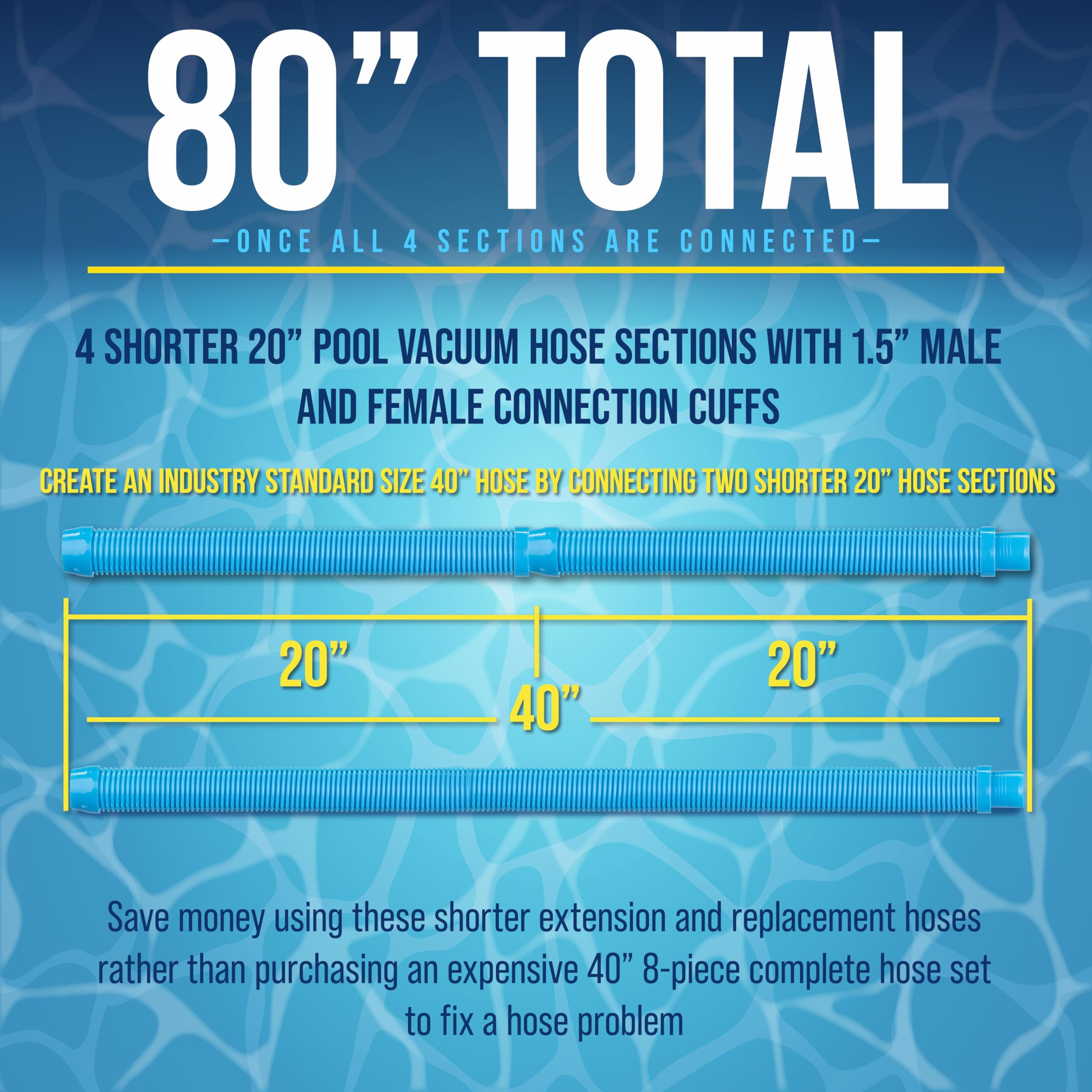 Us Pool Supply teal blue hose offers durable, crush-proof performance for maintenance.