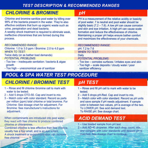 Test tubes and caps for easy step-by-step pool testing