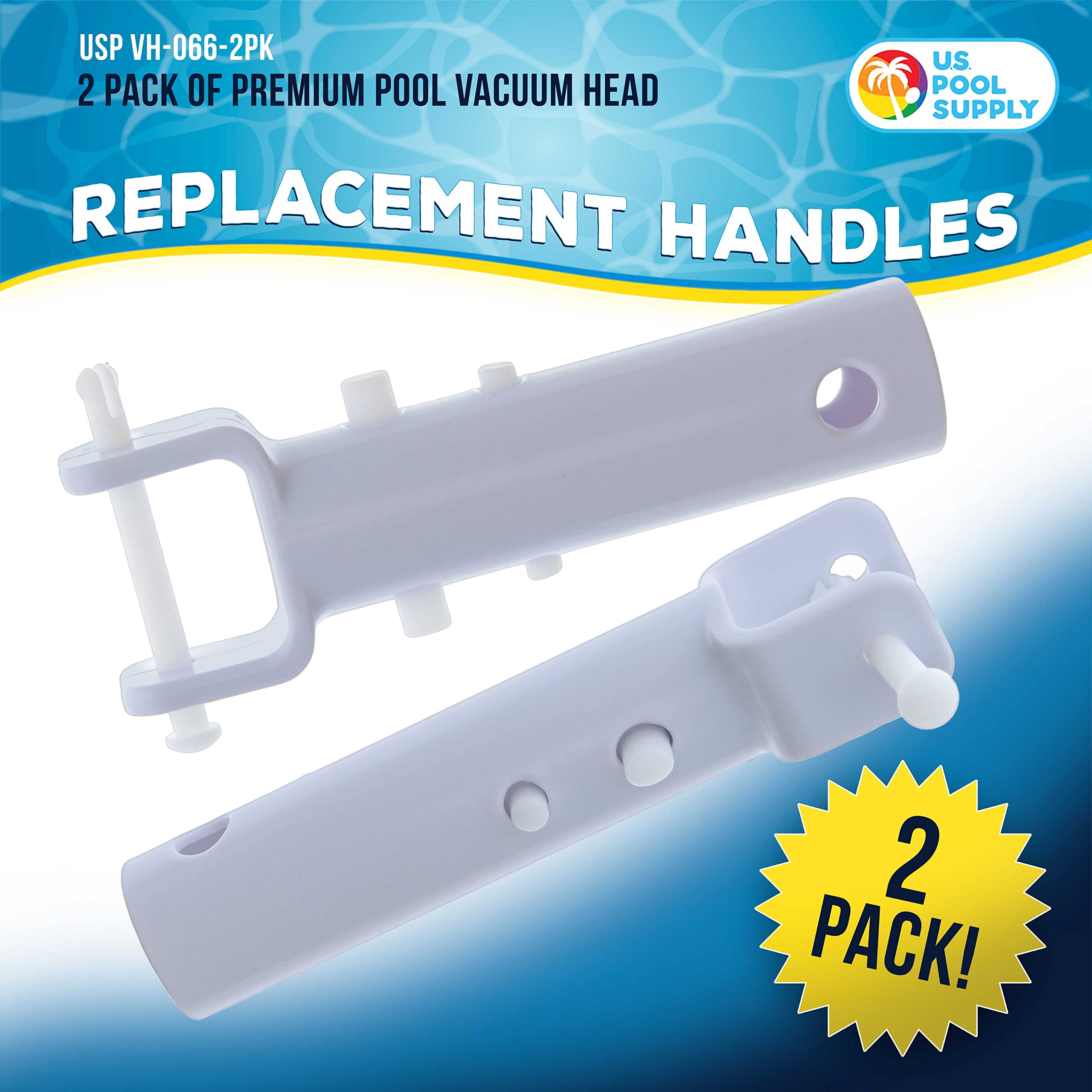U.S. Pool Supply vacuum head handle with locking pin for stable connection.