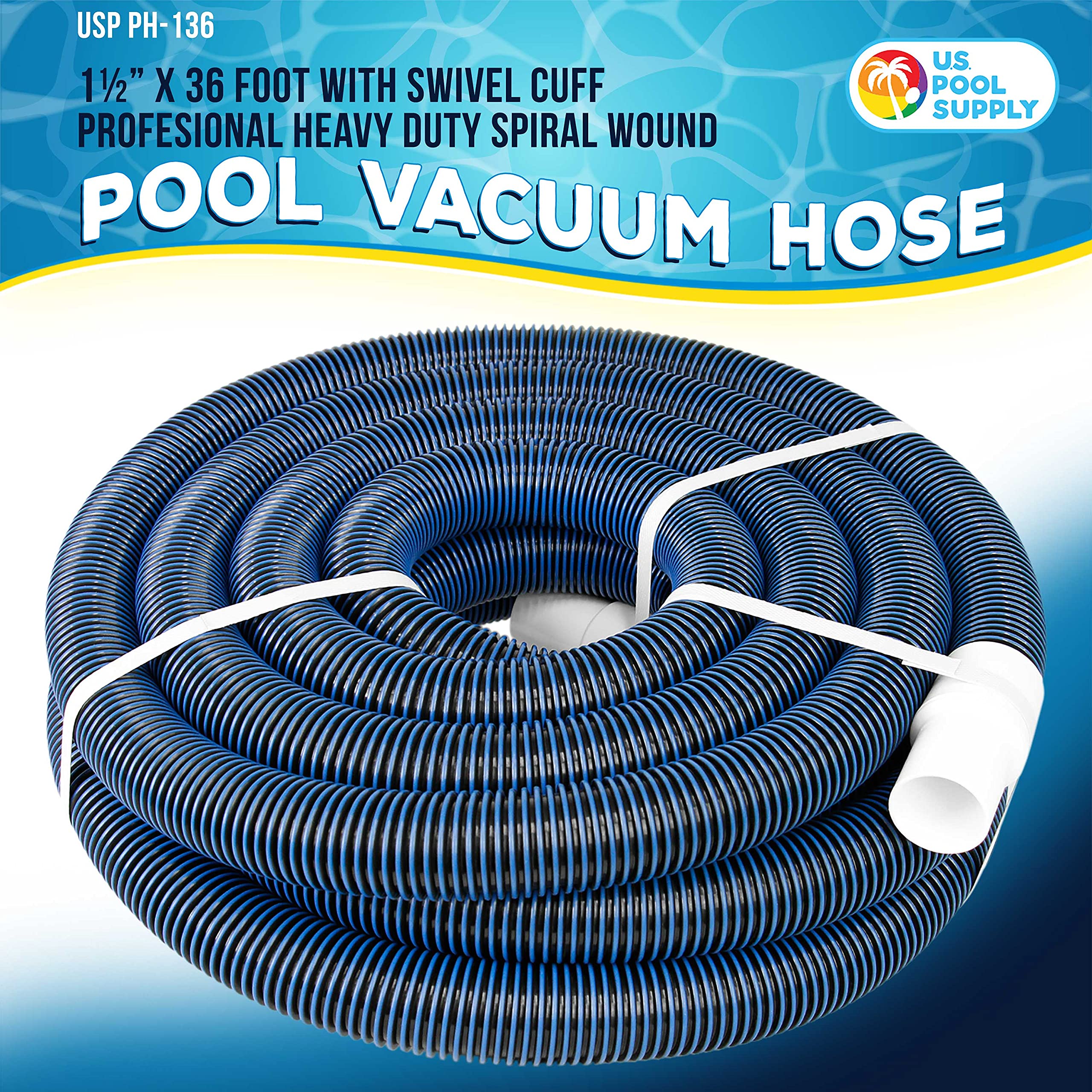 U.S. Pool Supply 1-1/2in hose connection point for quick setup with vacuum heads.