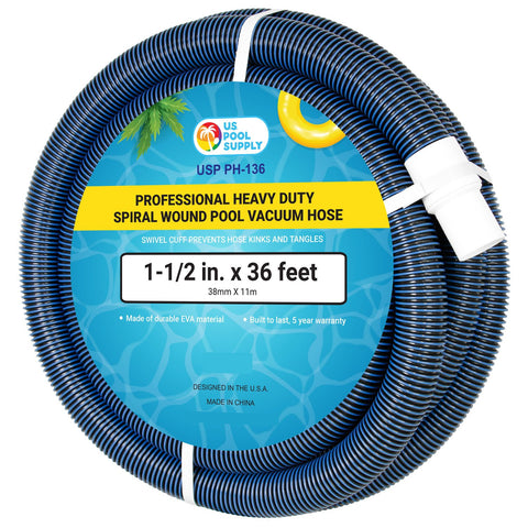 U.S. Pool Supply vacuum hose with spiral-wound design for long-lasting pool cleaning.