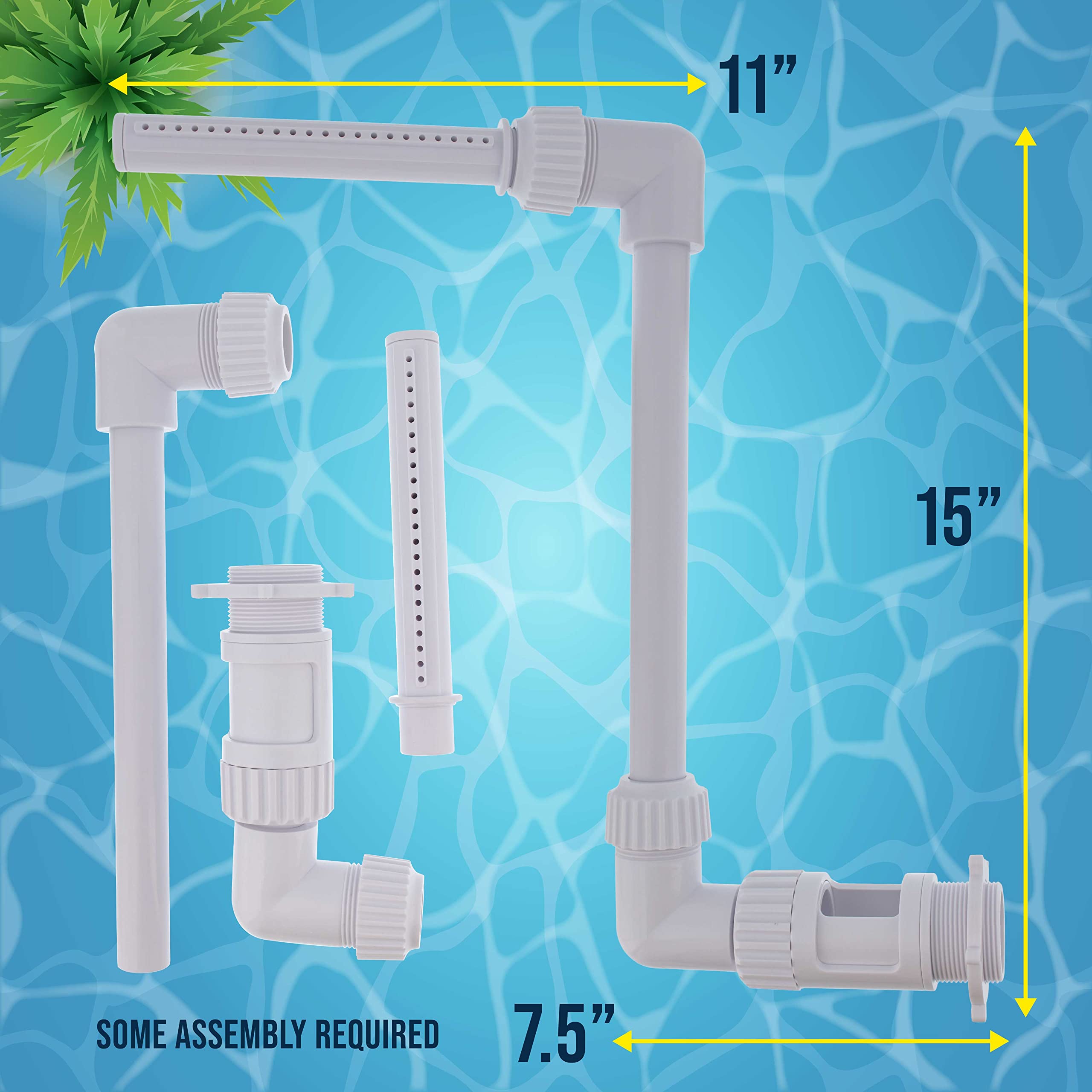 US Pool Supply waterfall fountain reveals 22 spray holes creating a full cascade.