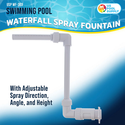 US Pool Supply waterfall fountain with ball-joint swivel base for direction control.