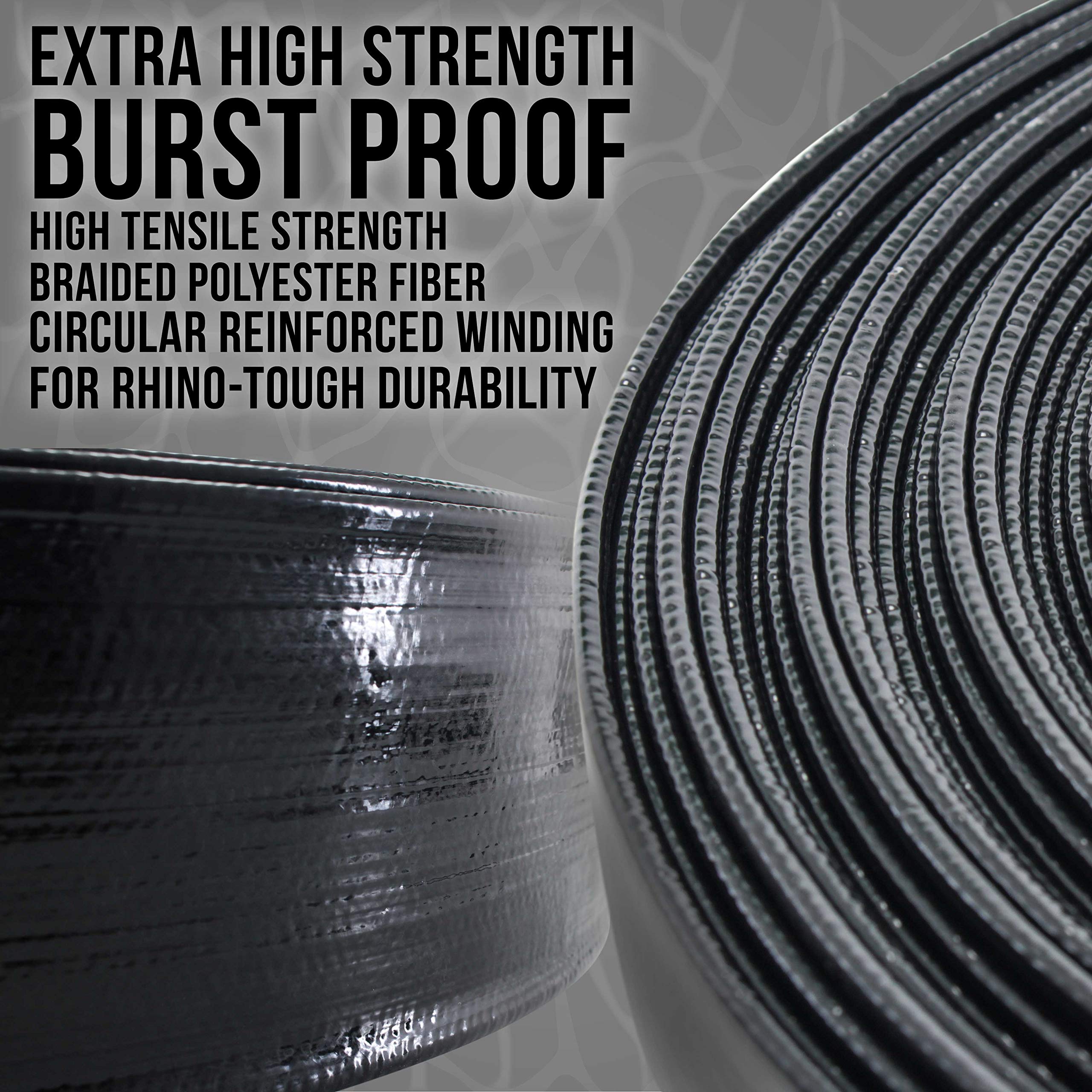 US Pool Supply weather and chemical resistant hose for outdoor pool use.