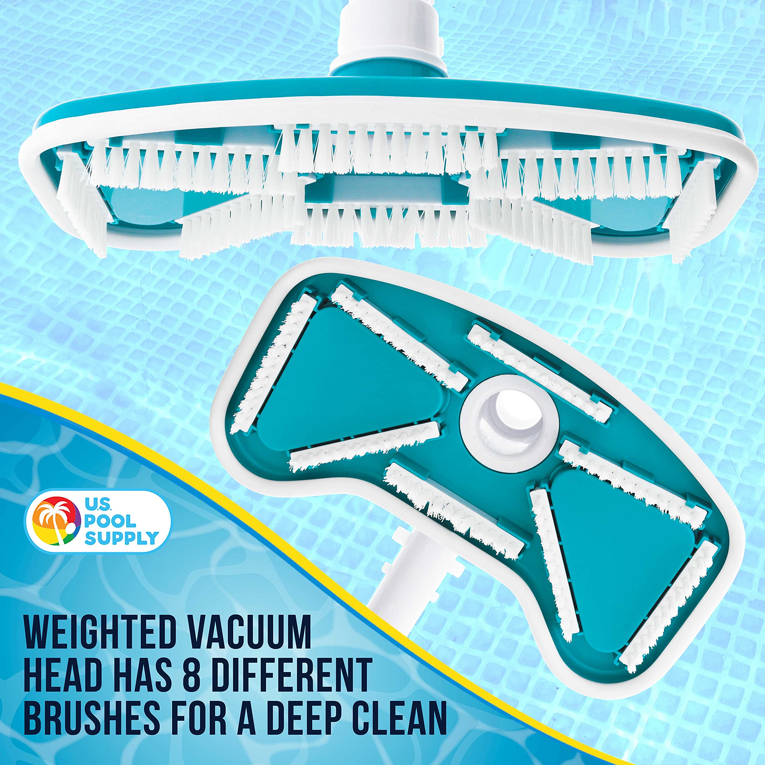 Weighted bottom design maintains contact with the pool floor.