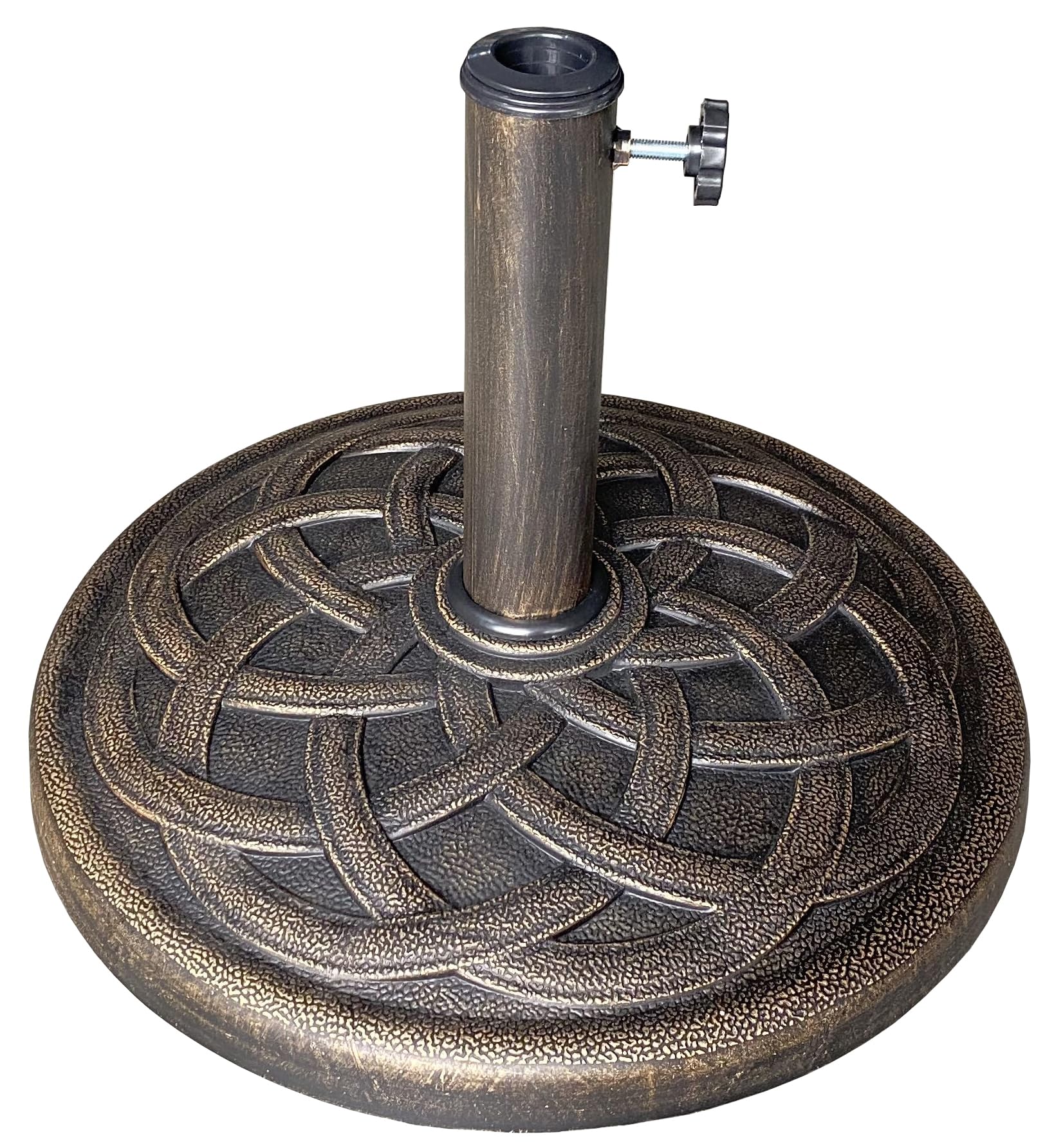 US Weight 26lb cast stone base with interlocking circle design for stable shade