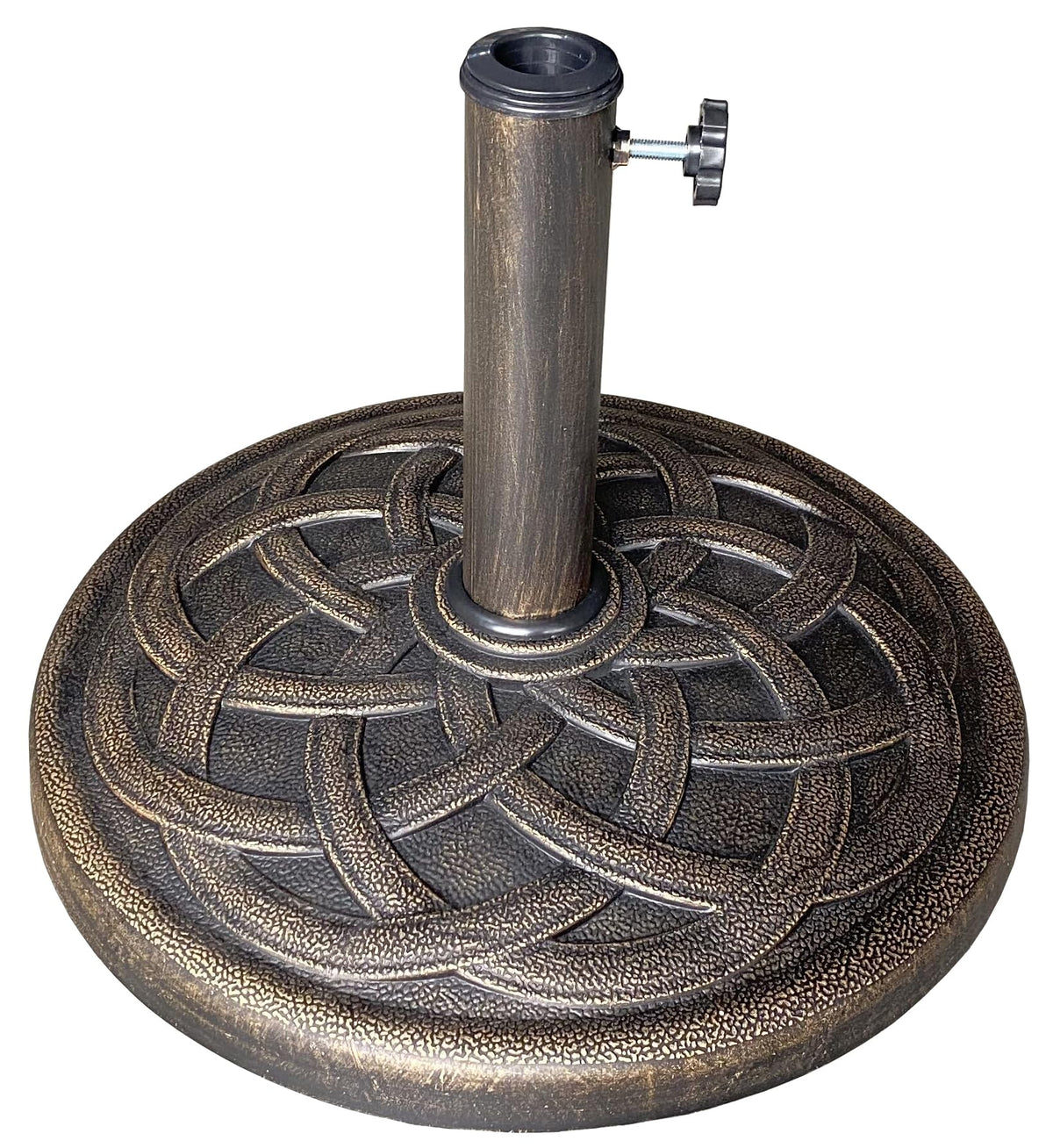 US Weight 26lb cast stone base with interlocking circle design for stable shade
