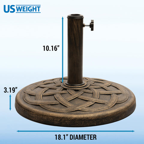 Large base footprint supports umbrellas with confident stability and added style