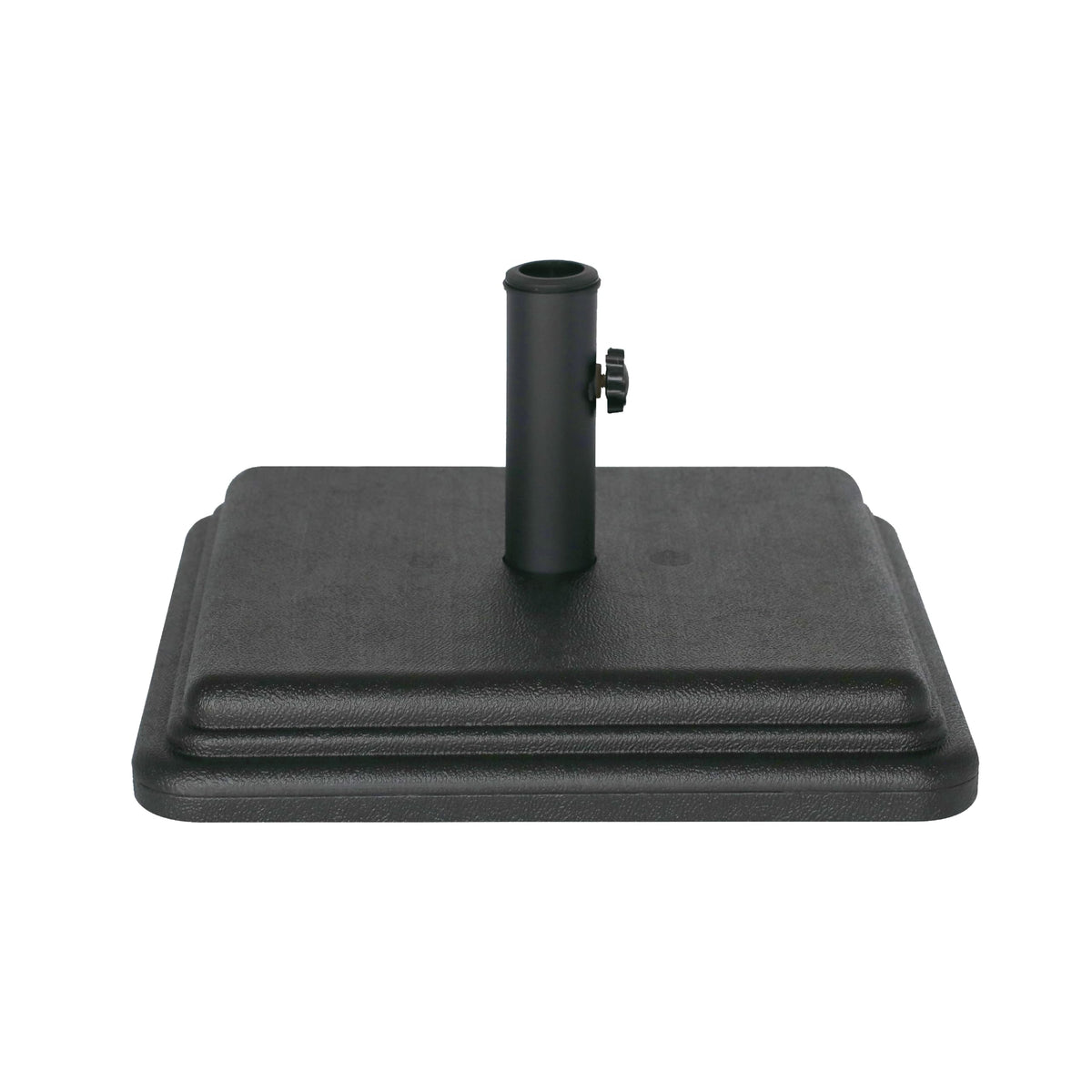US Weight 40-pound umbrella base attached to patio table for stable outdoor shade