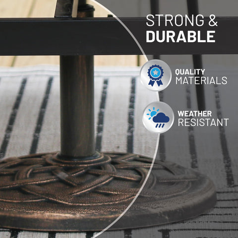 Adjustable pole size range from 1.3 to 1.9 inches for many patio umbrellas