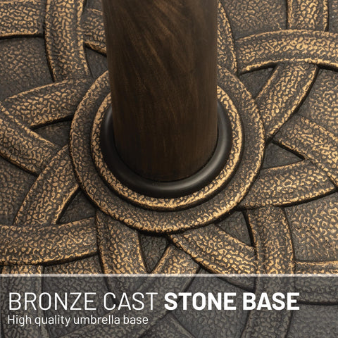 Bronze finish withstands outdoor weather while maintaining a classic look