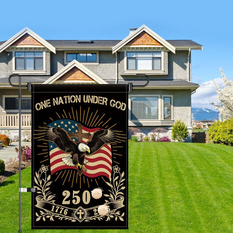 USA 250th anniversary garden flag: ideal for porch, patio, or doorway.