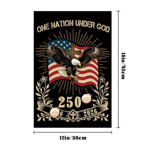 USA 250th anniversary garden flag: One Nation Under God for yard decor.