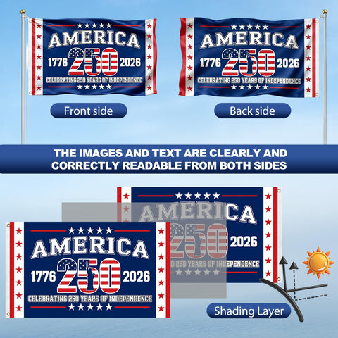 USA 250th anniversary flag graphic 1776-2026 for garden or porch
