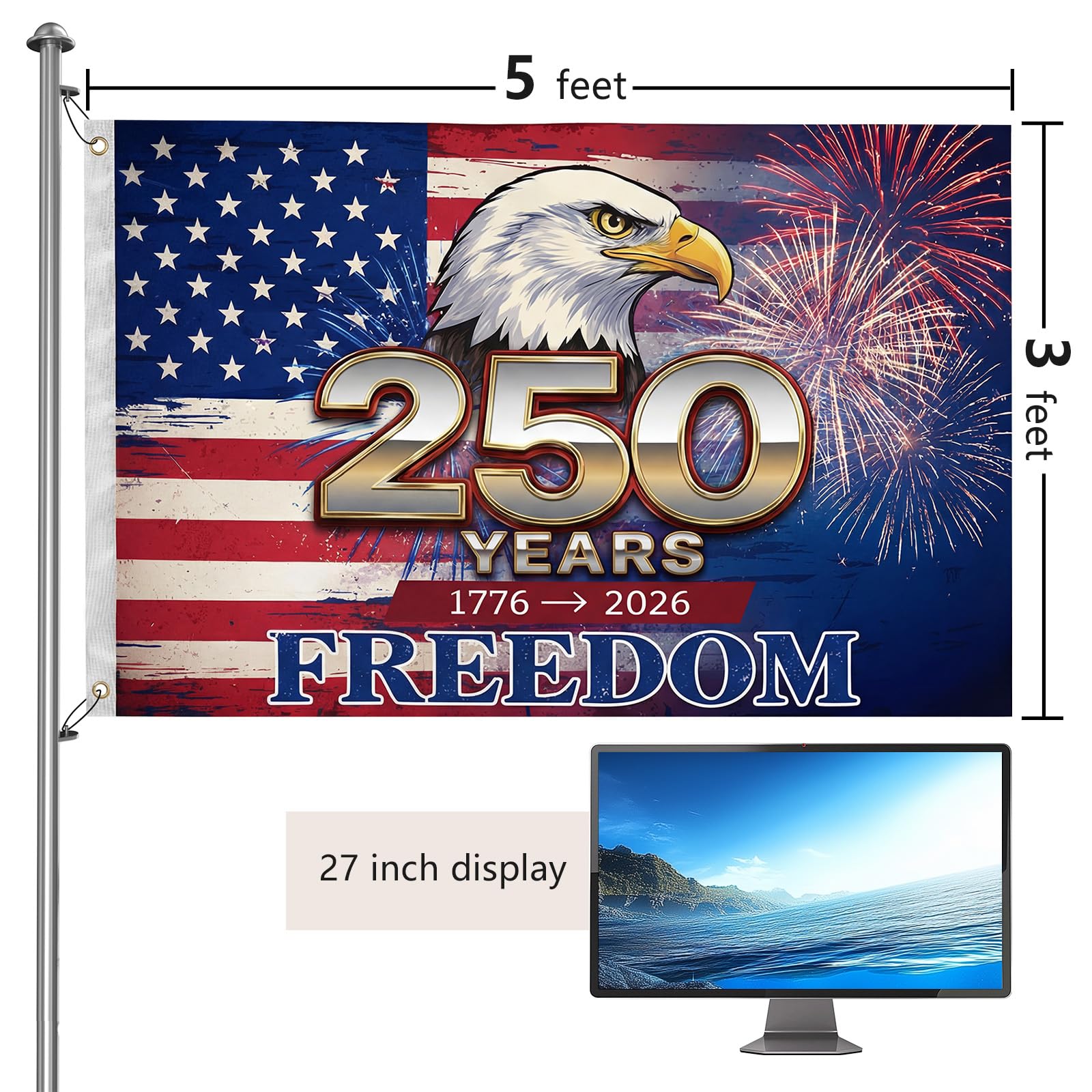 USA 250th anniversary flag 3-ply construction with blackout layer