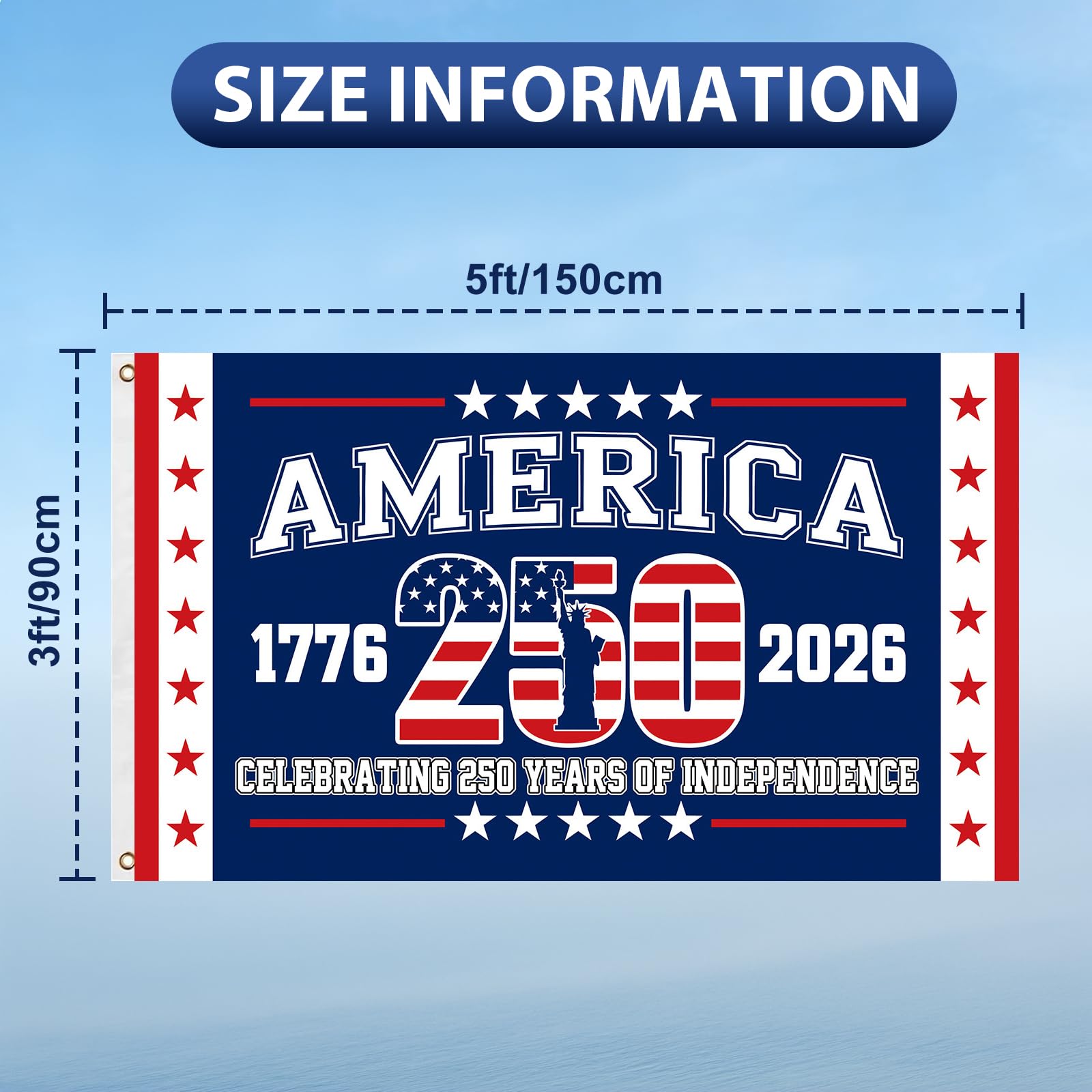 USA 250th anniversary flag reinforced stitching for durability