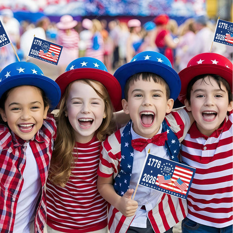 usa 250th anniversary flag packaging with 12 flags organized