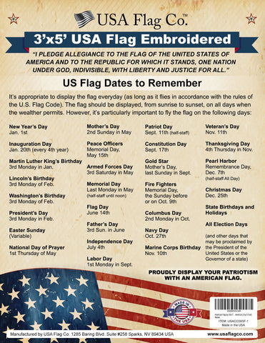 USA Flag Co. durable outdoor flag for year-round display.