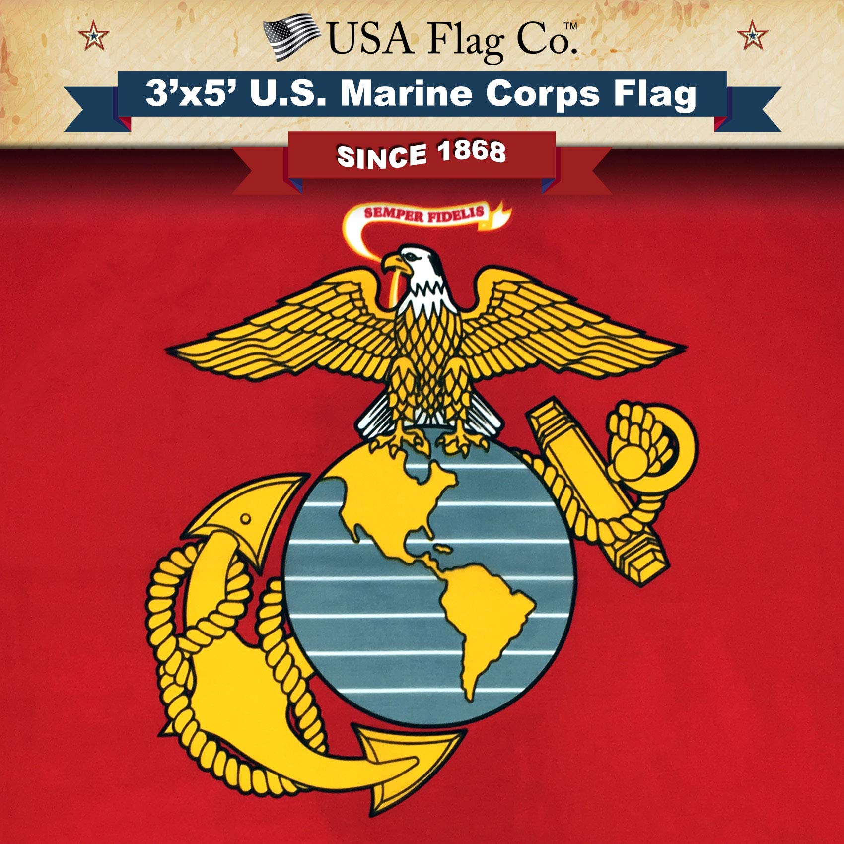 USA Flag Co. nylon flag shows durable material suitable for weather-ready display.