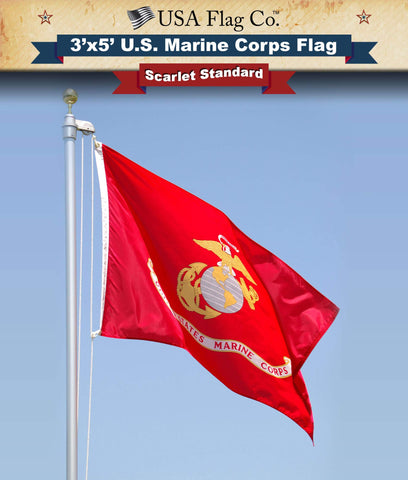 USA Flag Co. Marine Corps flag packaged ready for gifting or display.