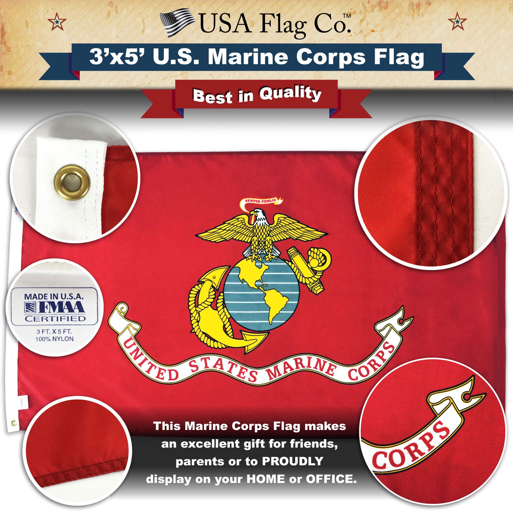 USA Flag Co. flag features single-reverse design for visibility from both sides.