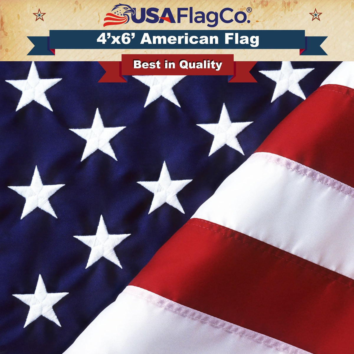 USA Flag Co. 4x6 flag with embroidered stars for durable outdoor display