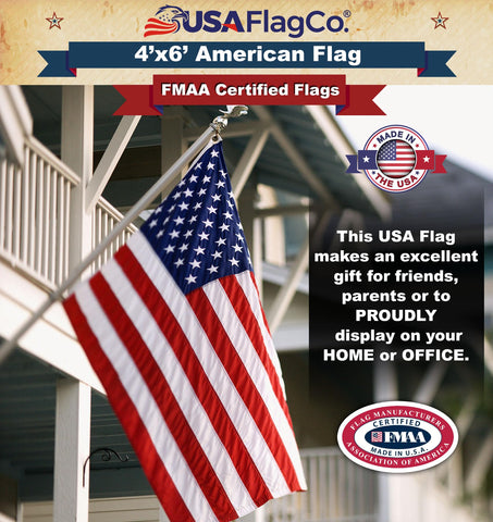 USA Flag Co. 4x6 nylon fabric flag for wind resistance