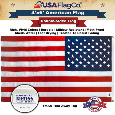 USA Flag Co. 4x6 flag with polyester canvas headings for reliability