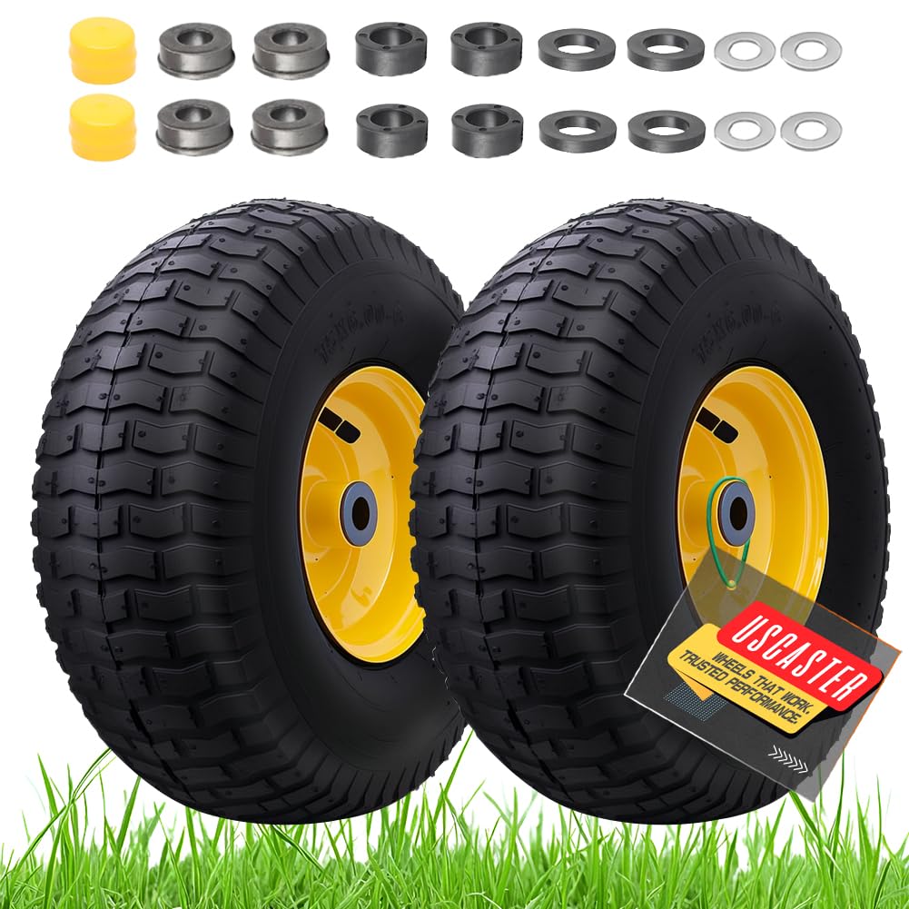 USCASTER 15x6 front tire and wheel assembly for John Deere mowers, durable front replacement.