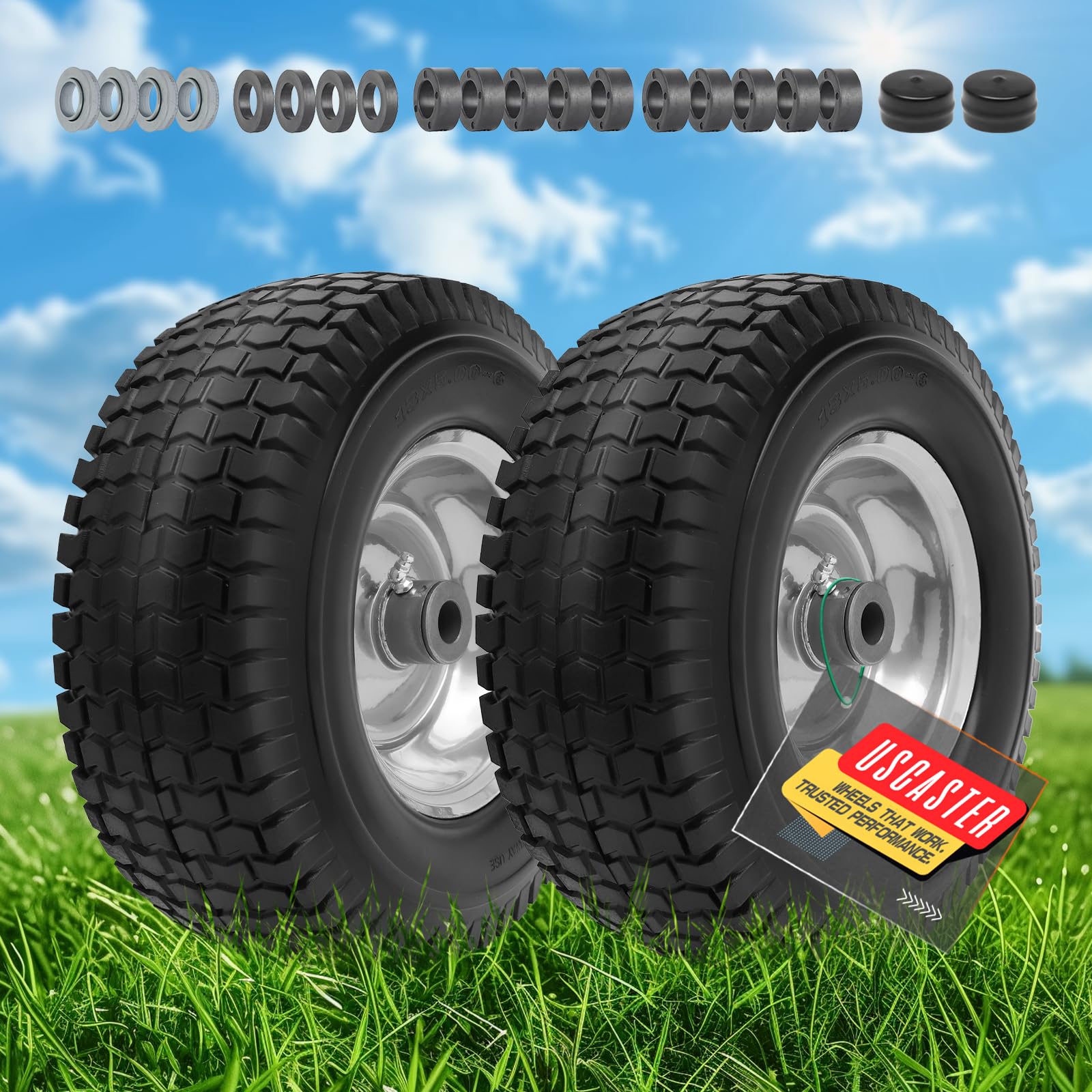 USCaster reinforced rim and solid tire combo supports steady rides