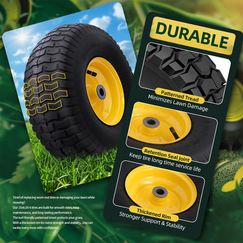 USCASTER tire-wheel assembly close-up highlighting 4-ply durability.