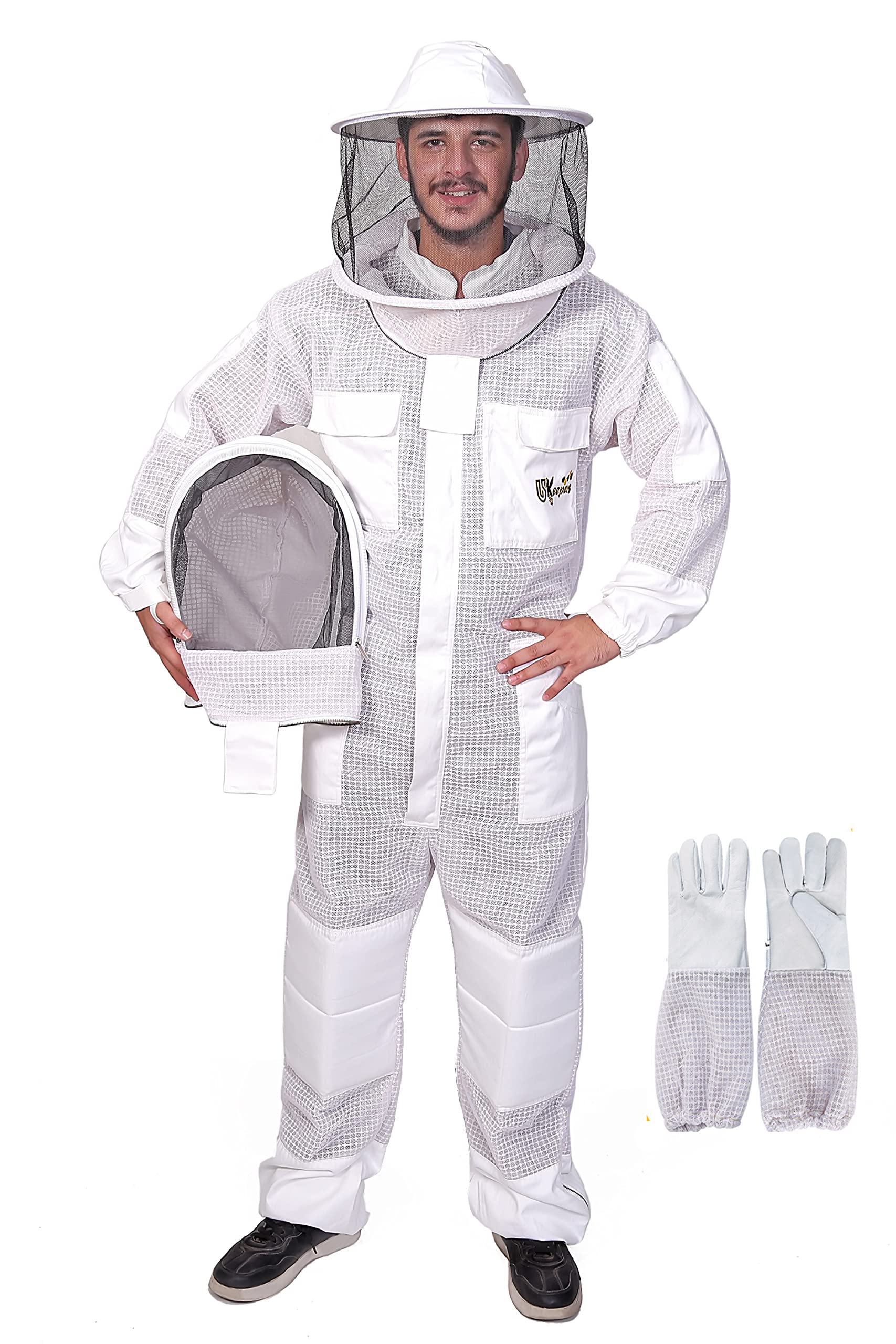 USKeepers 3-layer bee suit front view for breathable hive work