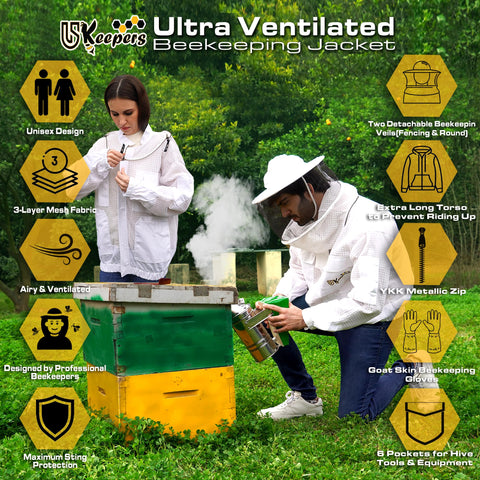 USKEEPERS detachable fencing veil for clear visibility during hive work