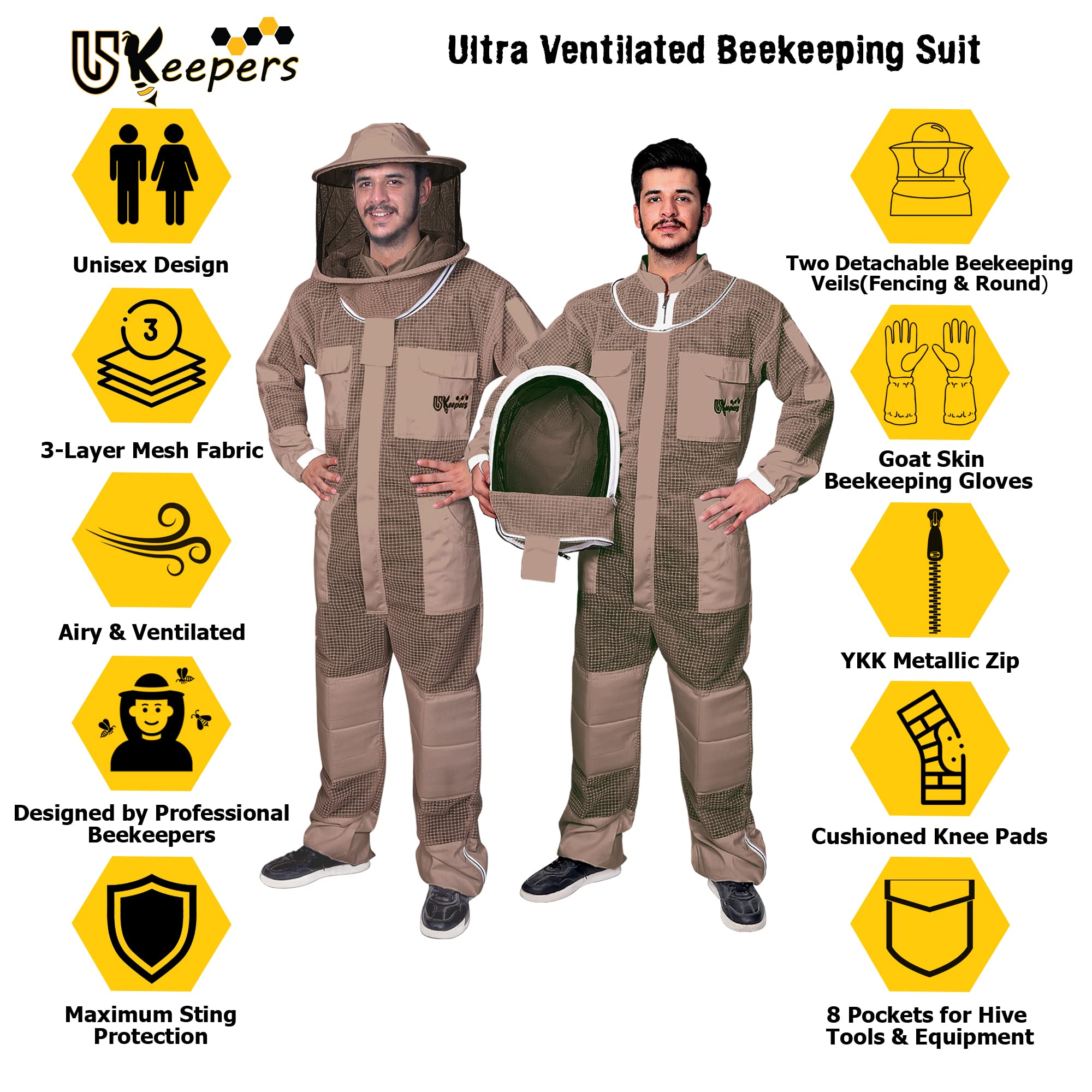 USKEEPERS detachable round veil for full-vision hive inspections.