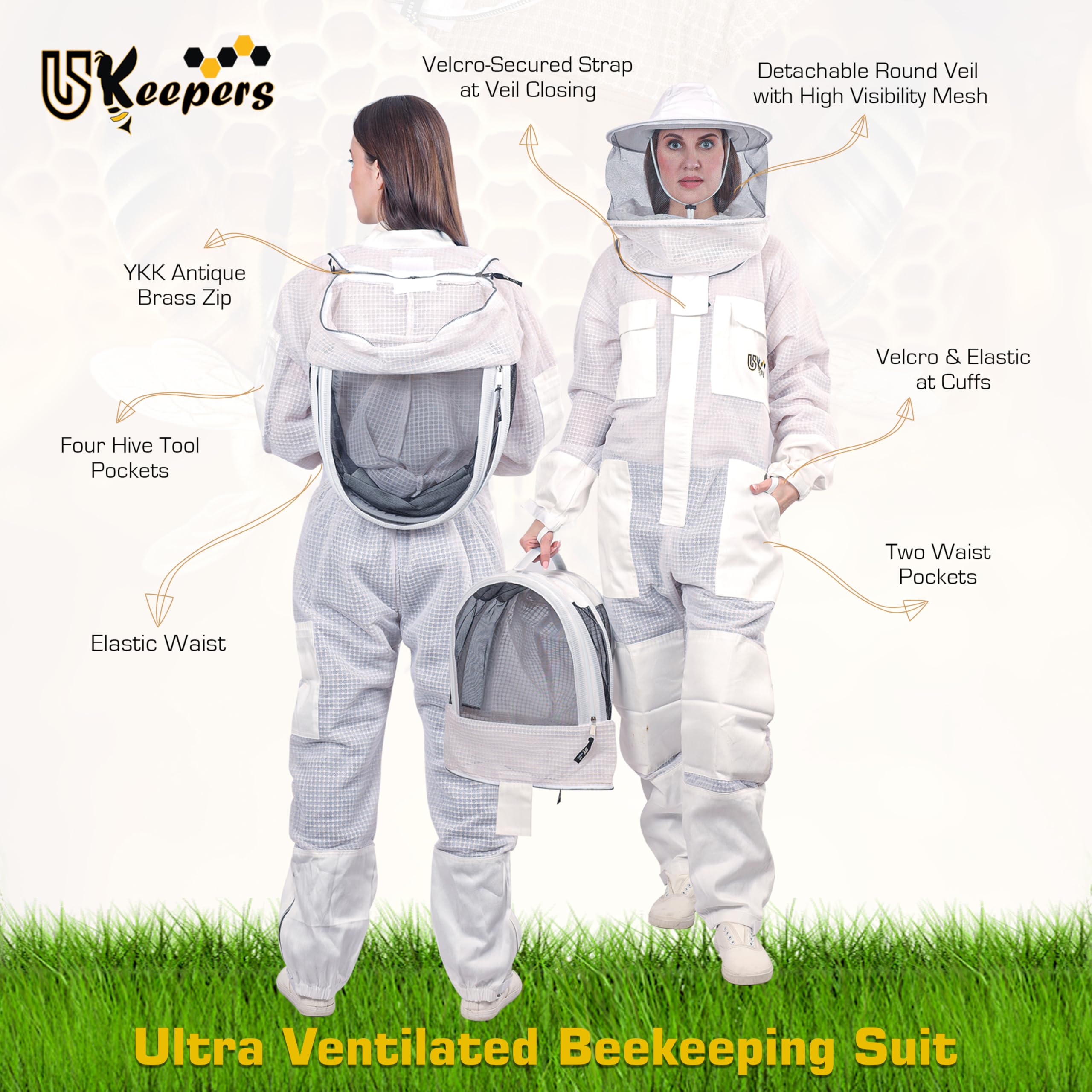 USKeepers elastic cuffs keep sleeves and pant legs secure against bees.