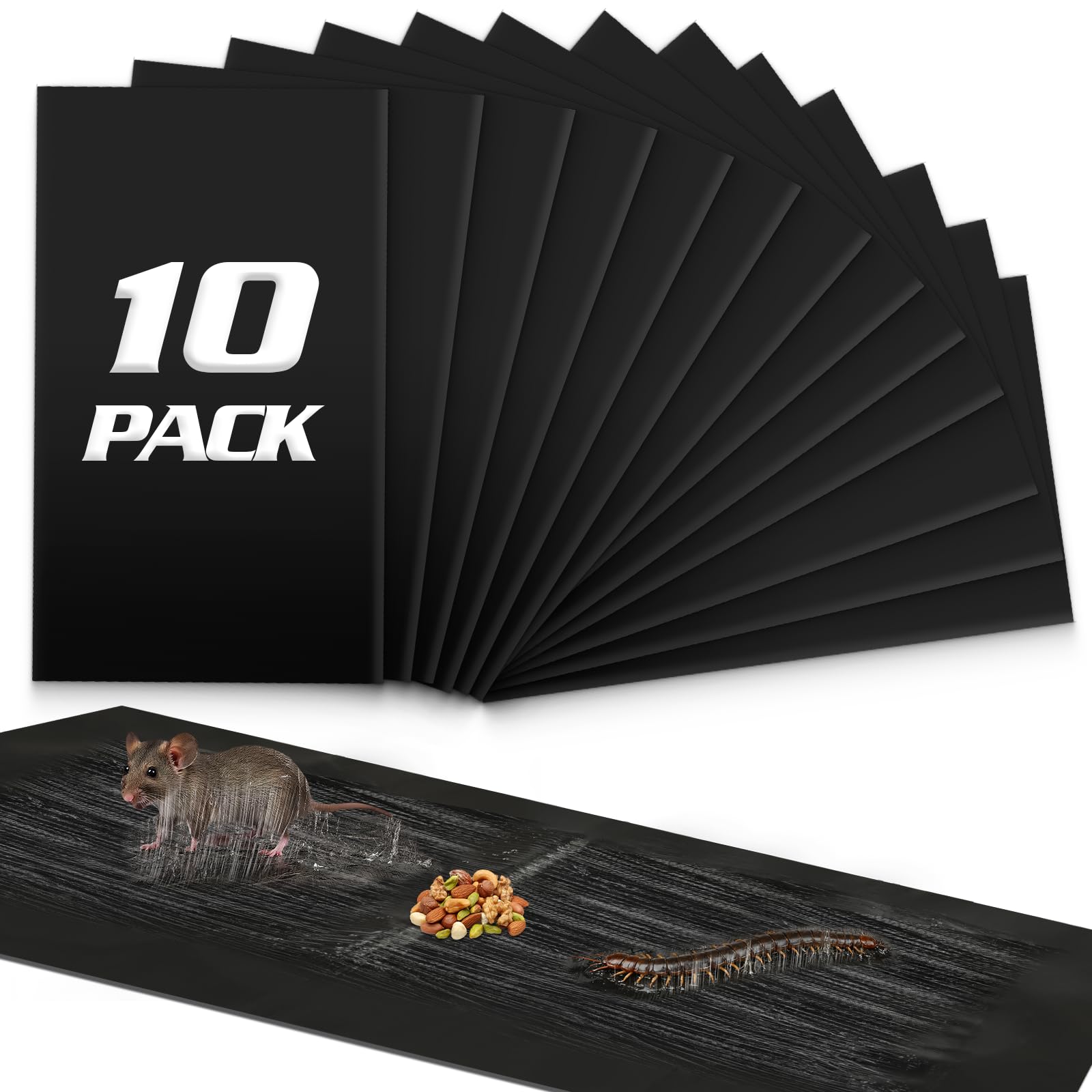 USKICH sticky mouse traps on a large 23x11 inch pad capturing pests efficiently