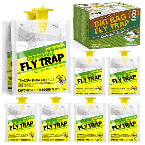 USKICH 8-pack fly trap with cap entrance for outdoor use
