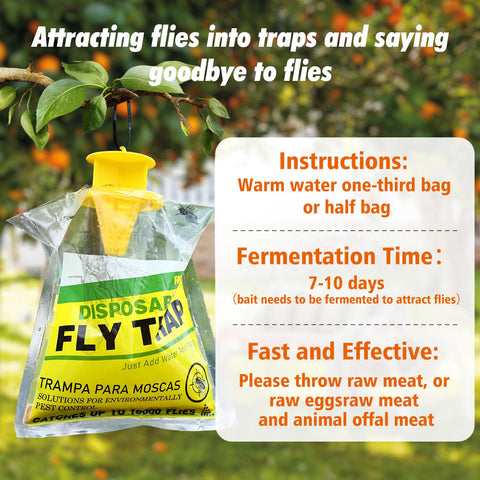 USKICH fly trap water-activated bait lures flies outdoors