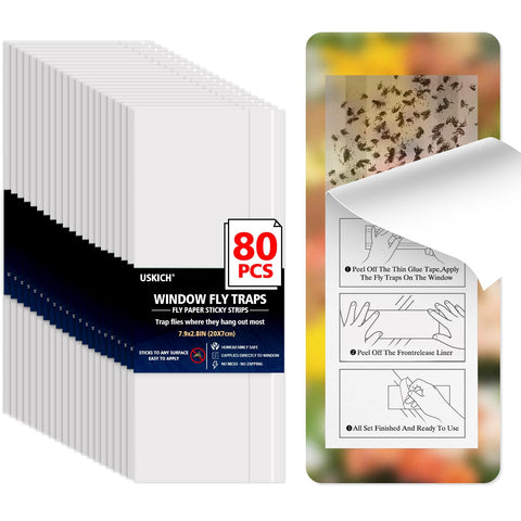 USKICH 80-pack window traps in packaging shown for quick setup and control.