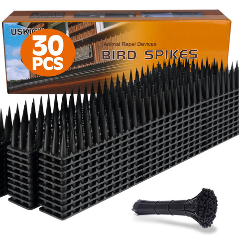USKICH Bird Spikes installed on a fence deter pigeons safely