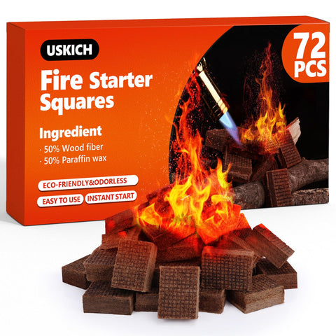 USKICH Fire Starter Squares packaging ready for campers and grill lovers.
