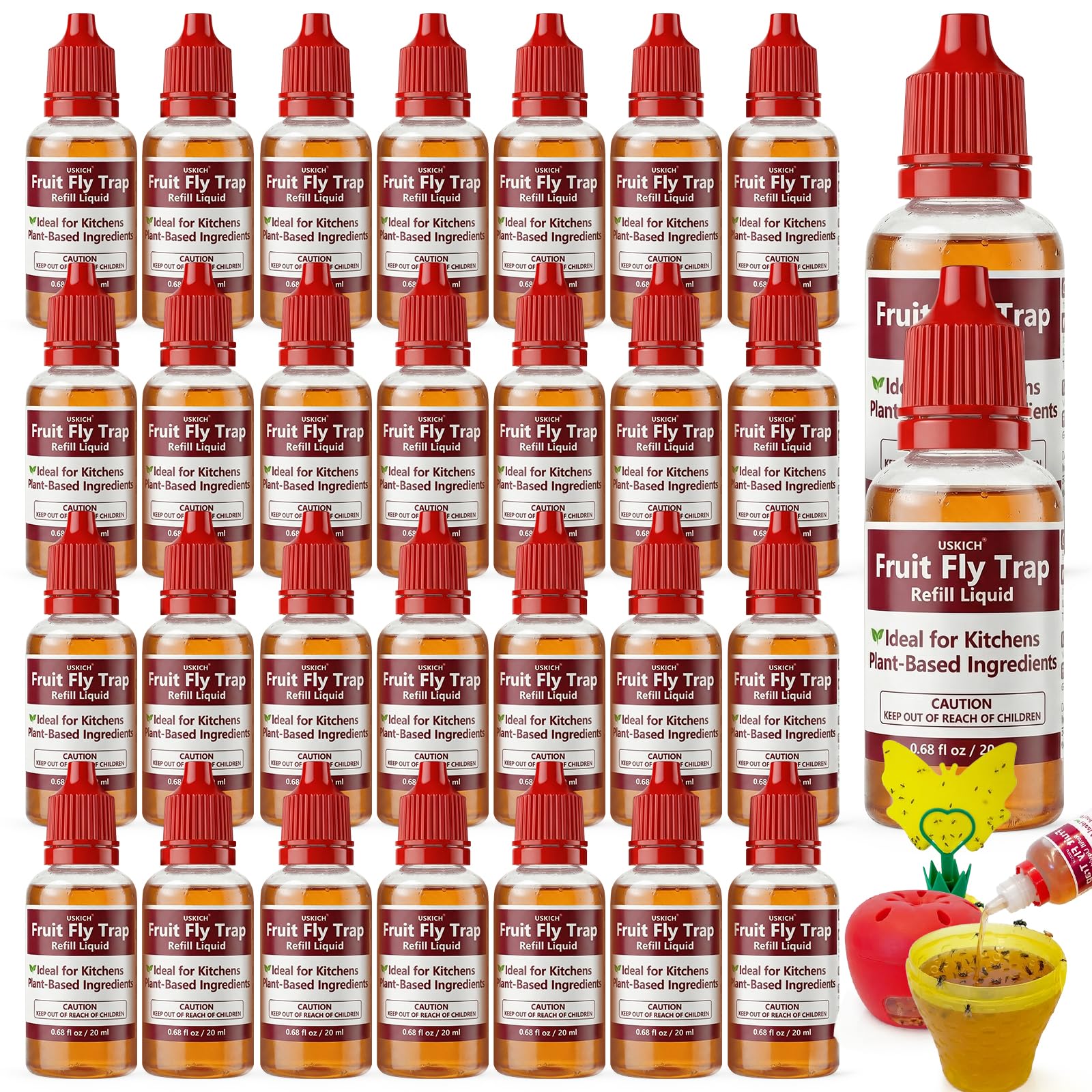 USKICH fruit fly trap refill liquid bottle front view for kitchen use