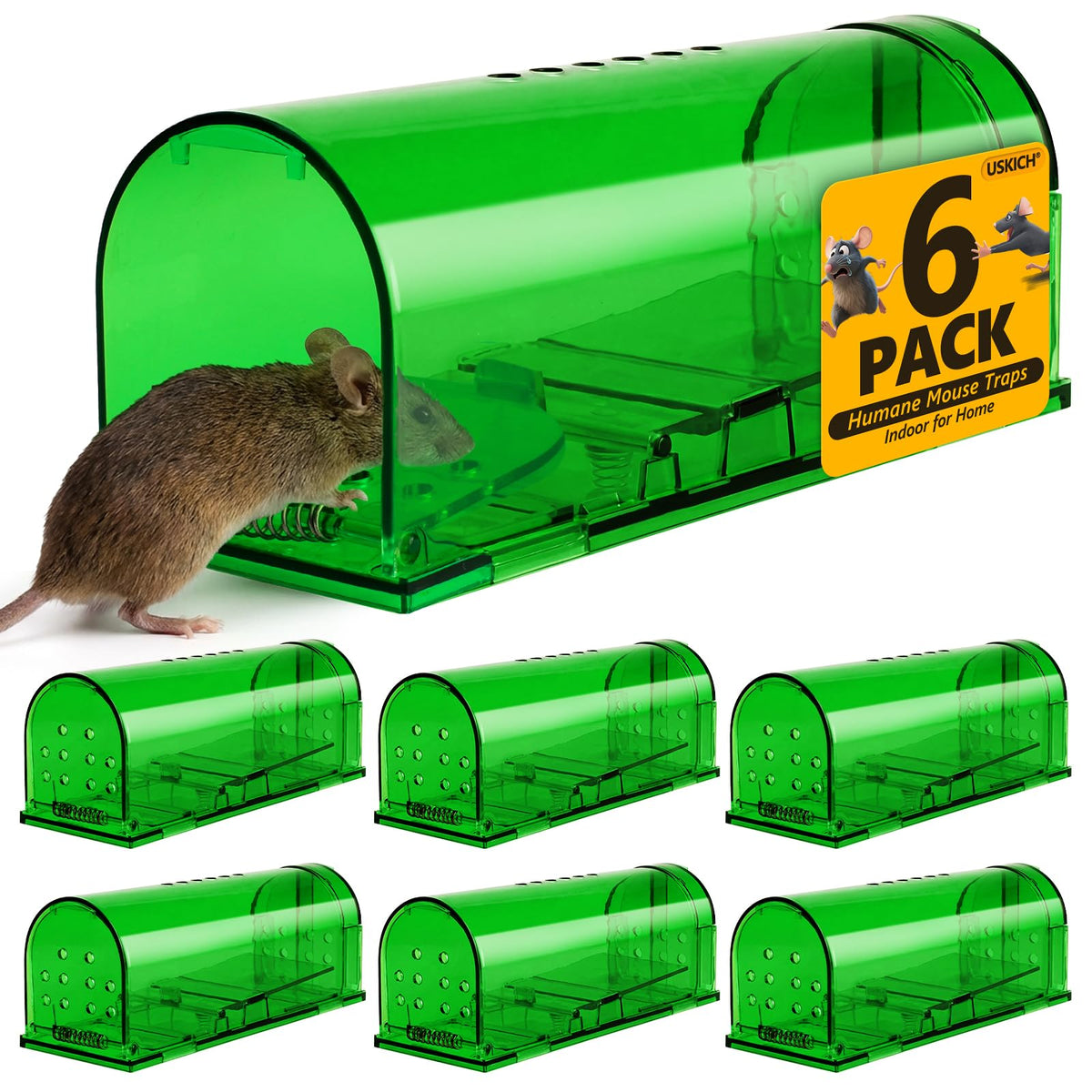 USKICH humane mouse trap cage with bait compartment for safe release after capture