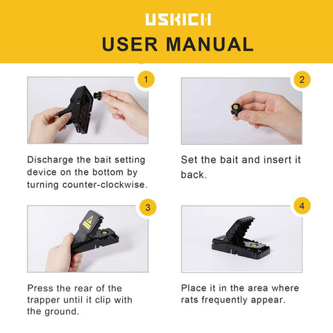 USKICH indoor-outdoor mouse traps fit kitchens, garages, and gardens.