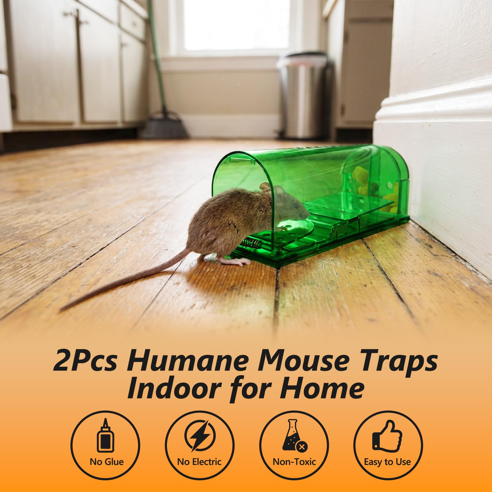 USKICH live mouse trap catch area highlights easy monitoring and quick release