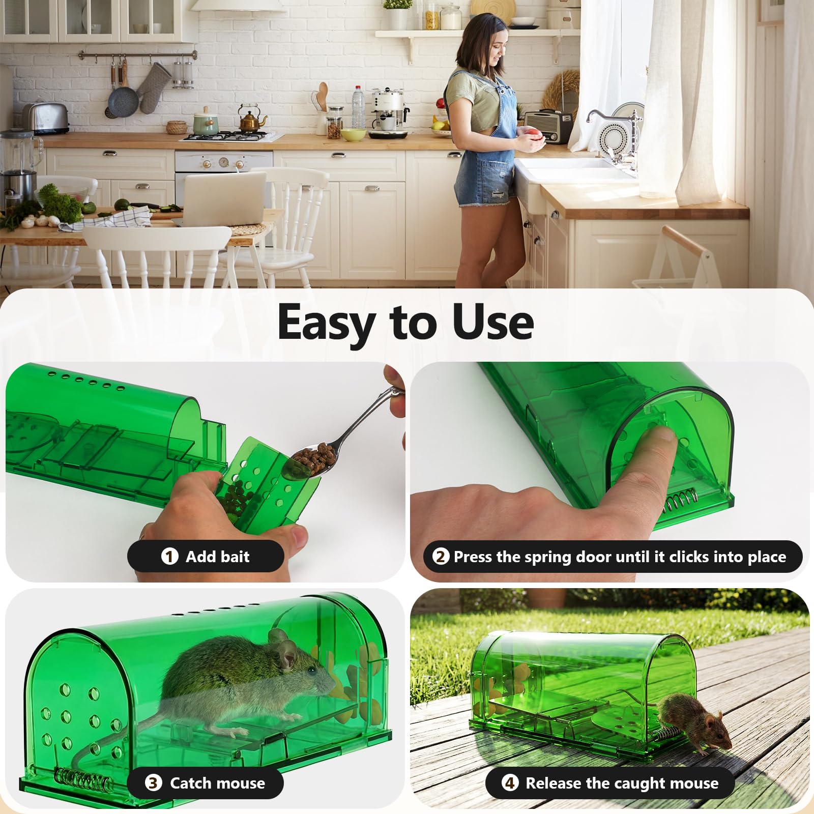 USKICH reusable waterproof mouse trap is easy to clean after use