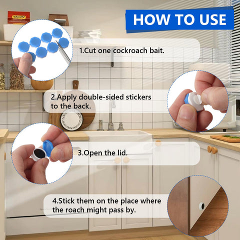 USKICH roach gel bait double-sided tapes illustrate mess-free positioning.