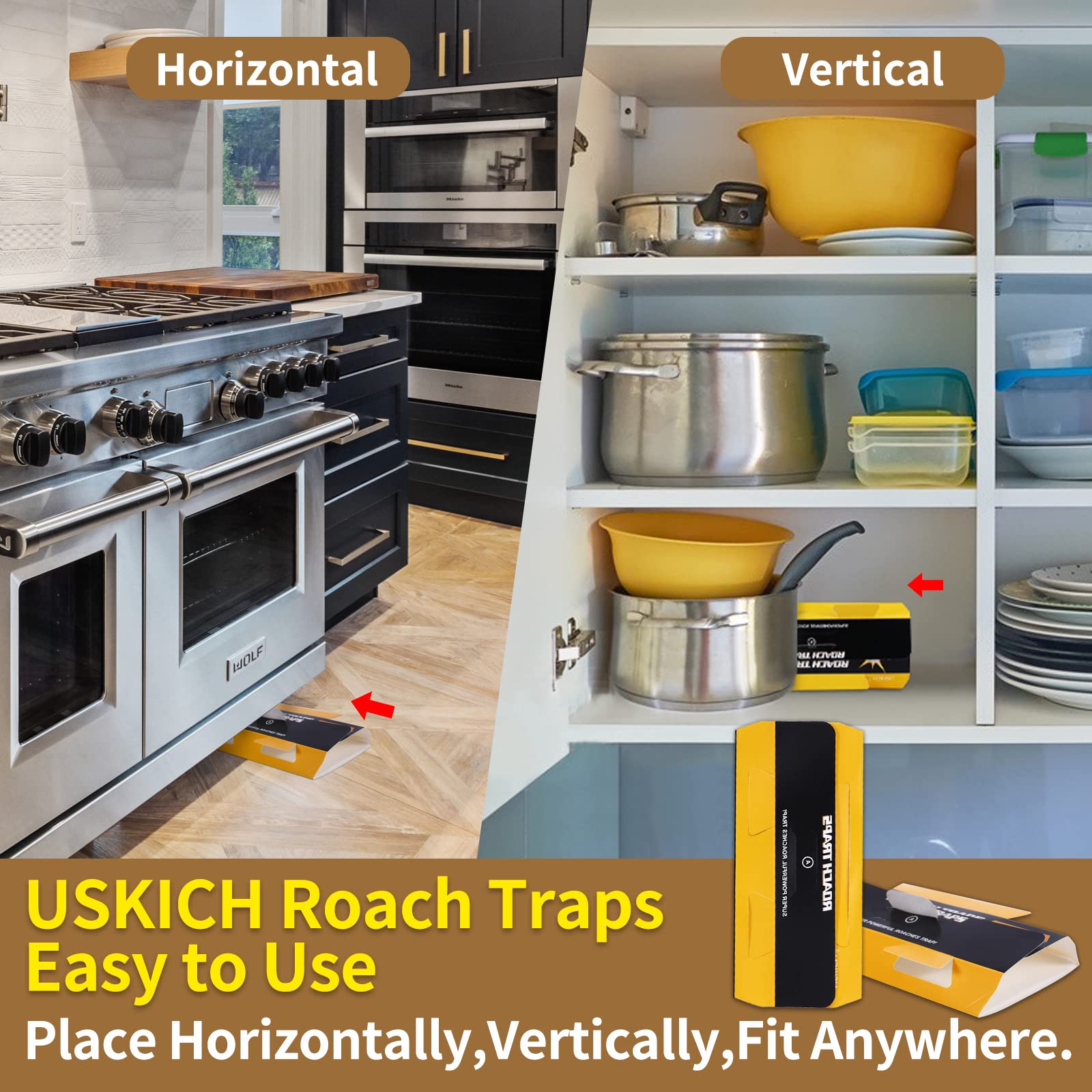 USKICH indoor roach killer used in kitchens and bathrooms for easy monitoring