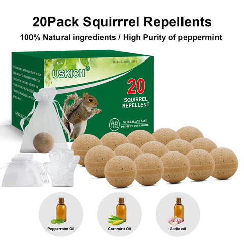 USKICH garlic oil scent repellent profile deters squirrels from planting beds.